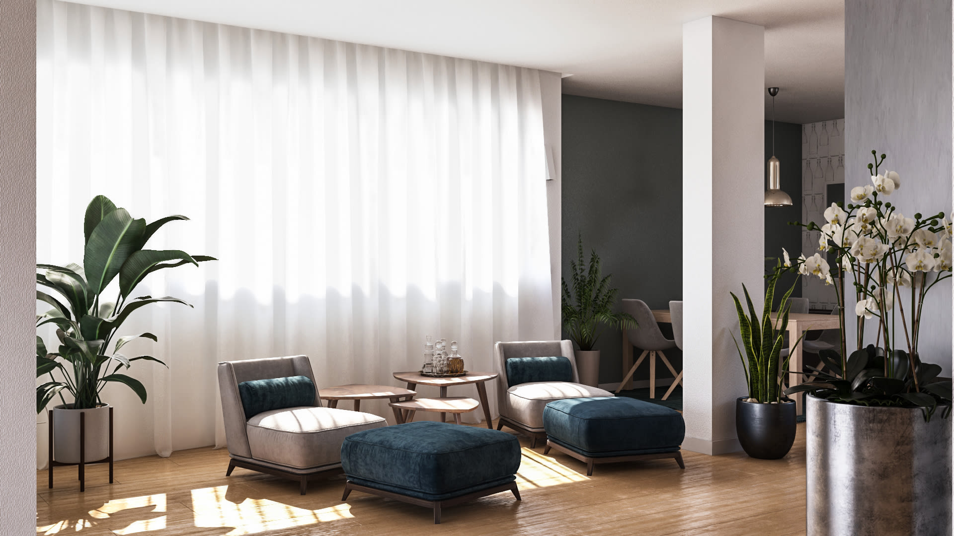 3D-Visualisierung des Interieurs einer Wohnung