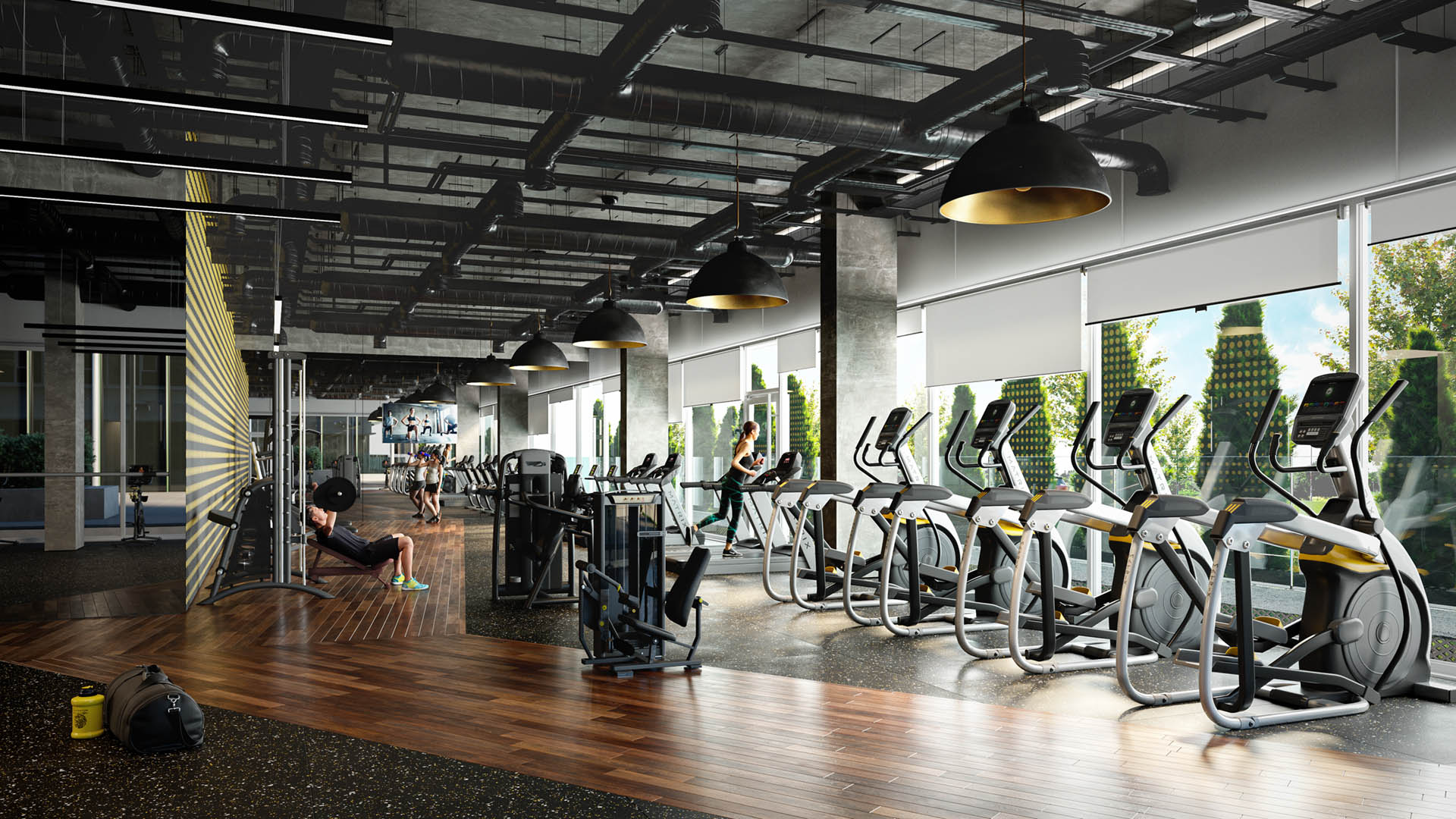 3D-Visualisierung des Innenraums eines Fitnessstudios, Zagreb, Kroatien