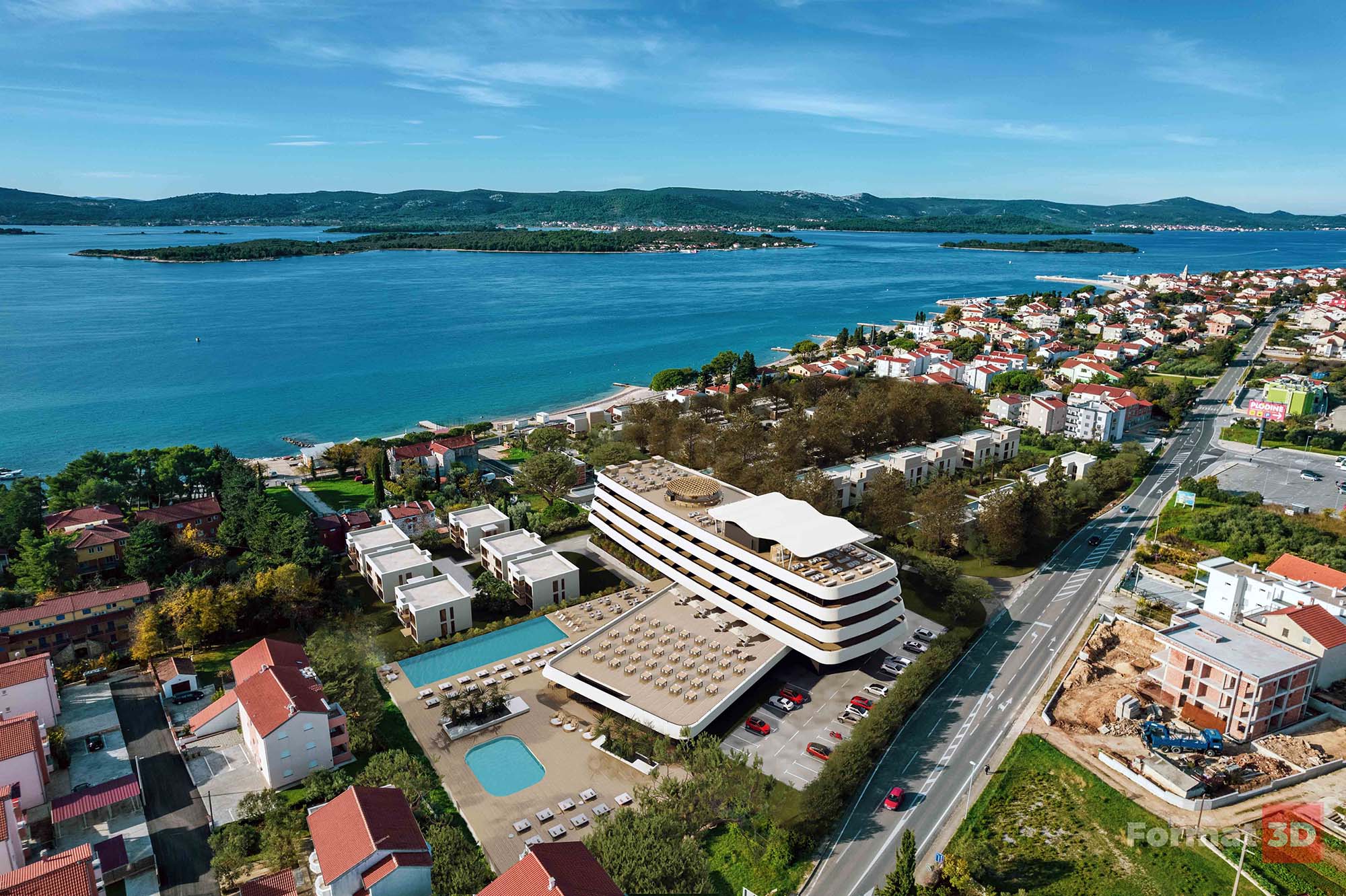 Photomontage of 3D model of the tourist resort, Sveti Filip i Jakov